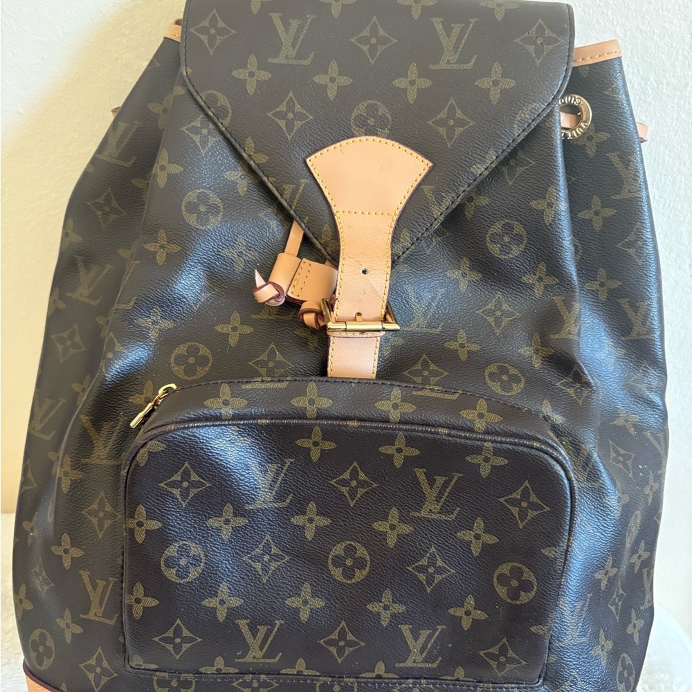 Backpack with Tan Leather Trim